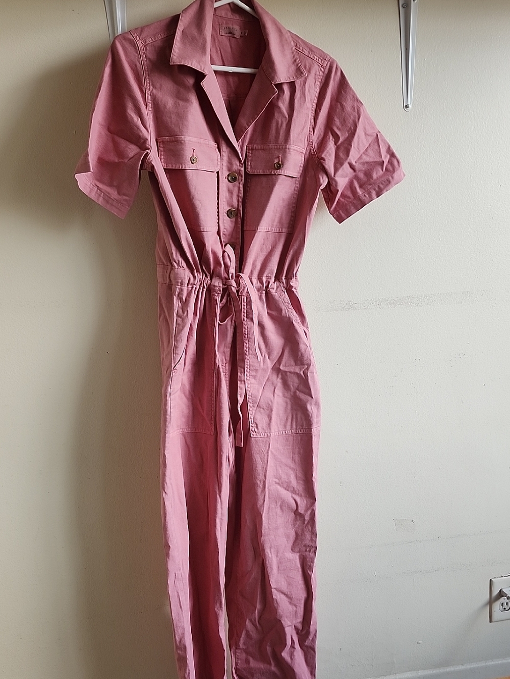 Faherty Pink Utility Short-Sleeve Jumpsuit - Picture 4 of 8